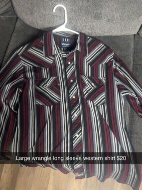 Wrangler Western Snap Shirt - Maroon, Black, White